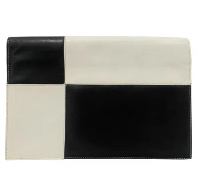 Pre-owned Versace 1980s Vintage Gianni  Black & White Nappa Leather Clutch Bag