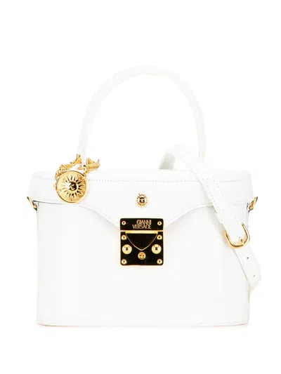 Pre-owned Versace 1990-2024 Leather Sunburst Satchel In White