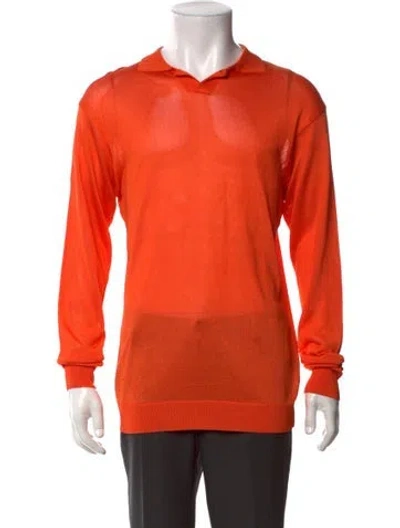 Pre-owned Versace 1990's Crew Neck Polo Shirt In Orange