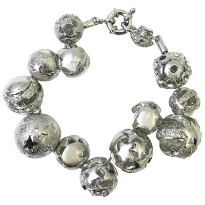 Pre-owned Versace 1990's Gianni  Ball Bracelet With Cut Out Detailing In Gray
