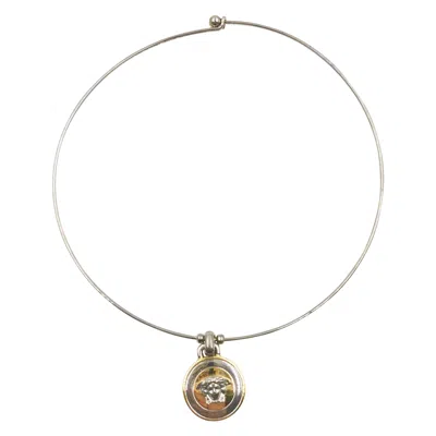 Pre-owned Versace 1990's Gianni  Vintage Hoop Ring Medusa Coin Medallion Necklace Choker In Multi