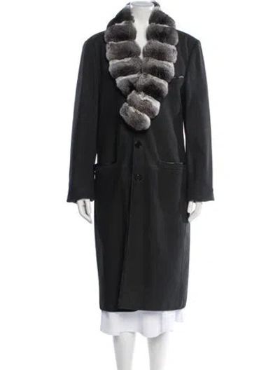 Pre-owned Versace 1990's Leather Coat In Black