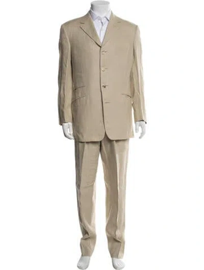 Pre-owned Versace 1990's Linen Two-piece Suit In Neutral