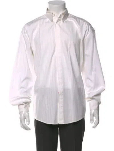 Pre-owned Versace 1990's Striped Dress Shirt In White