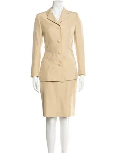 Pre-owned Versace 1990's Wool Skirt Set In Neutral