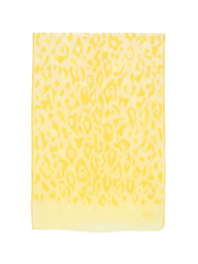 Pre-owned Versace 1990s Animal-print Scarf In Yellow