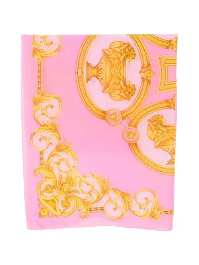 Pre-owned Versace 1990s Barocco-print Scarf In Pink