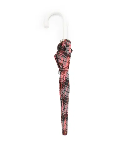 Pre-owned Versace 1990s Check Ruffle Umbrella In Red