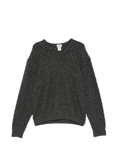 Pre-owned Versace 1990s Diamond-knit Sweater In Gray