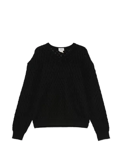 Pre-owned Versace 1990s Diamond-knit V-neck Sweater In Black