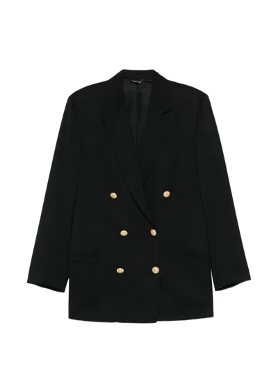 Pre-owned Versace 1990s Double-breasted Wool Blazer In Black