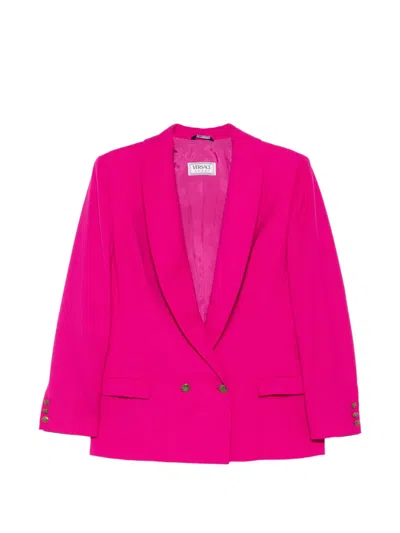 Pre-owned Versace 1990s Double-breasted Blazer In Pink