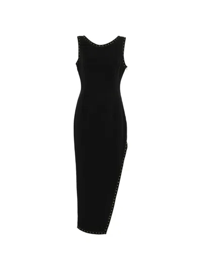 Pre-owned Versace 1990s Embellished Midi Dress In Black