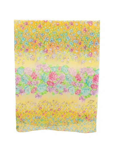 Pre-owned Versace 1990s Floral Scarf In Yellow