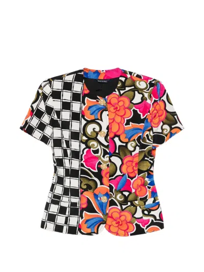 Pre-owned Versace 1990s Floral-print Skirt And Blouse Set In 粉色