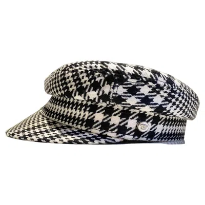 Pre-owned Versace 1990s Gianni  Black And White Houndstooth Flat Cap