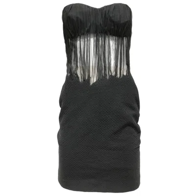 Pre-owned Versace 1990s Gianni  Black Silk Sheer Strapless Cocktail Mini Dress