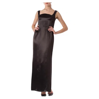 Pre-owned Versace 1990s Gianni  Couture Satin Gown In Black