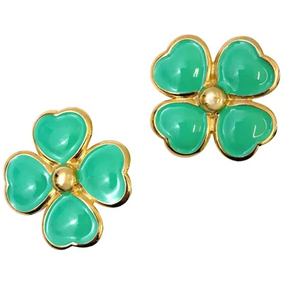 Pre-owned Versace 1990s Gianni  Flower Clip On Earrings In Blue