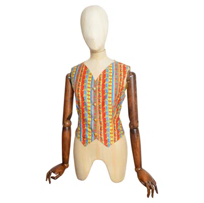 Pre-owned Versace 1990s Gianni  Jeans Couture Floral Colourful Pattern Vest - Waistcoat In Brown