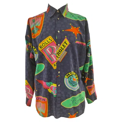 Pre-owned Versace 1990s Gianni  Multicolored Unisex Shirt Size L Made In Italy In Black