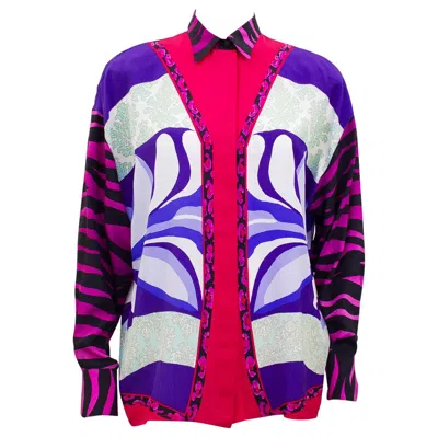 Pre-owned Versace 1990s Gianni  Pink And Purple Silk Shirt