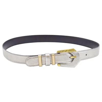 Pre-owned Versace 1990s Gianni  Silver Leather And Gold Belt In Gray