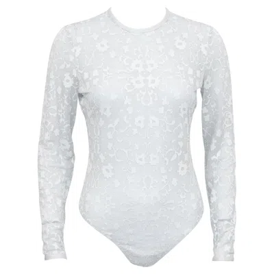 Pre-owned Versace 1990s Gianni  Silver Lurex Lace Bodysuit