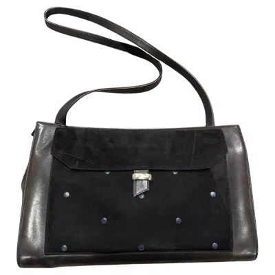 Pre-owned Versace 1990s Gianni  Suede And Leather Shoulder Bag In Black