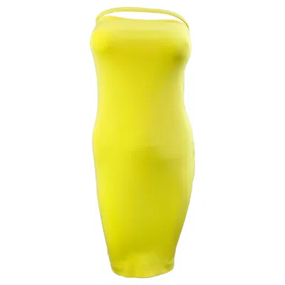 Pre-owned Versace 1990s Gianni  Versus Size 8 Canary Yellow Strapless Vintage 90s Dress