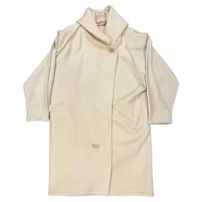Pre-owned Versace 1990s Gianni  Wool Shawl-collar Coat In Sand