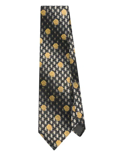 Pre-owned Versace 1990s Medusa-head Silk Tie In Black