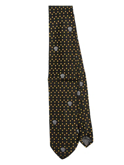 Pre-owned Versace 1990s Patterned-jacquard Tie In Black