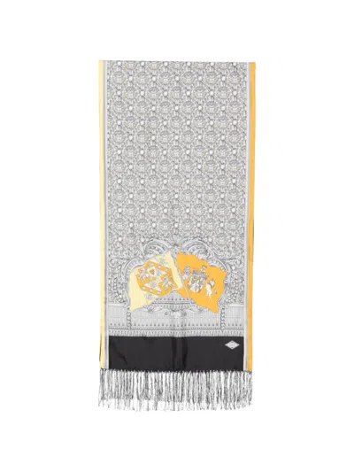 Pre-owned Versace 1990s Patterned Scarf In Gray