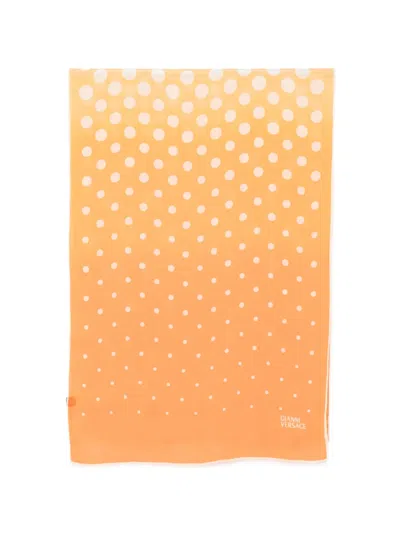 Pre-owned Versace 1990s Polka-dot Scarf In Orange
