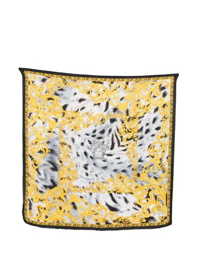 Pre-owned Versace 1990s Silk Scarf In Black