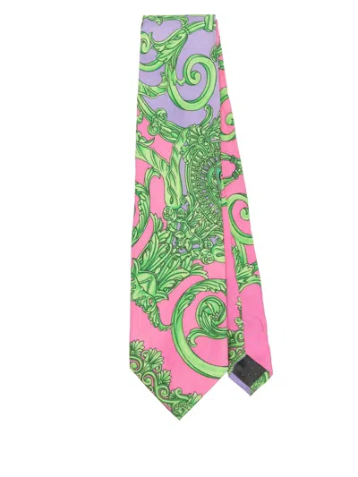 Pre-owned Versace 1990s Silk Tie In Pink