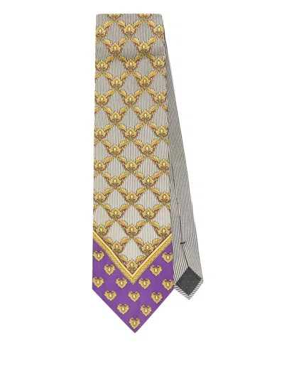 Pre-owned Versace 1990s Silk Tie In Purple