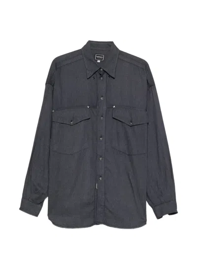 Pre-owned Versace 1990s Striped Pocket Shirt In Gray
