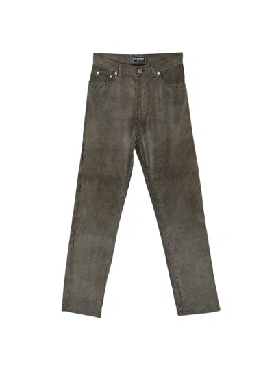 Pre-owned Versace 1990s Striped Trousers In Neutral