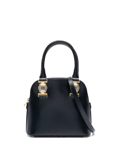 Pre-owned Versace 1990s Top Handle Leather Tote Bag In Blue