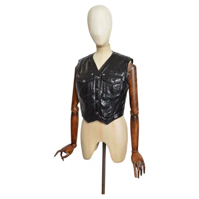 Pre-owned Versace 1990s  Black Shiny Patent Padded Vest - Jacket