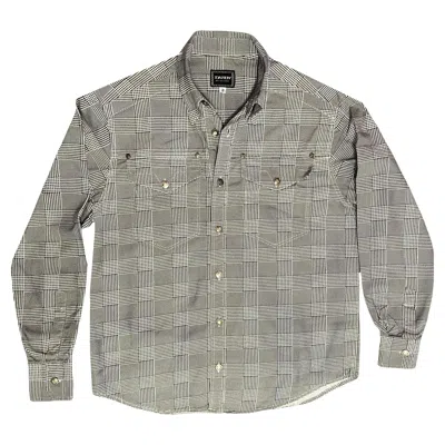 Pre-owned Versace 1990s  Medusa Houndstooth Cotton Oversized Shirt In Gray