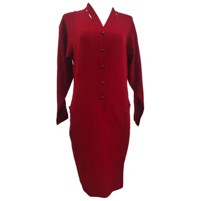 Pre-owned Versace 1990s Vintage Gianni  Burgundy Chemisier Dress Size It 40 In Red