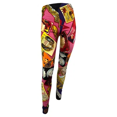 Pre-owned Versace 1991 Gianni  Opera Playbill Print Pink Tights Legging Pants 46it/us12
