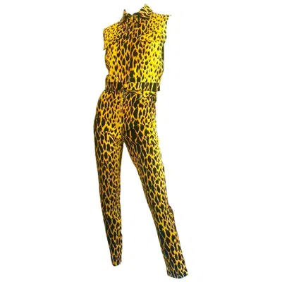 Pre-owned Versace 1992 Gianni  Denim Leopard Vest And Jeans In Brown