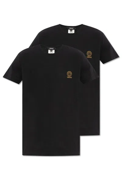Versace 2-pack Crewneck T-shirts In Nero