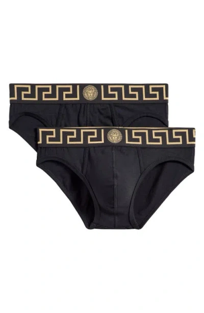 VERSACE VERSACE 2-PACK GRECA BORDER STRETCH COTTON BRIEFS