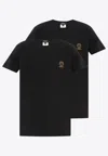 Versace White Crewneck T-shirt With Medusa Print On The Front In Cotton Stretch Man In Black