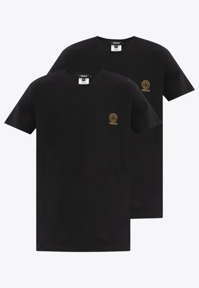 Versace 2-pack Medusa Undershirt In Black